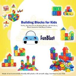 FunBlast Building Blocks For Kids, House Building Blocks with Windows, Block Game For Kids (Multicolor, Big Size) - 72 Pieces image 5