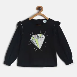 MINI KLUB Girls Black & Green Embellished Regular Top-image-23