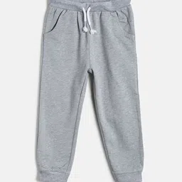 MINI KLUB Infant Boys Grey Melange Solid Pure Cotton Joggers-image-73