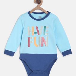 MINI KLUB Boys Pack of 2 Blue & Navy Blue Printed Body Suits with Bottoms-image-11