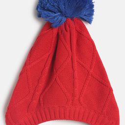 MINI KLUB Boys Red & Blue Self Design Beanie Cap-14