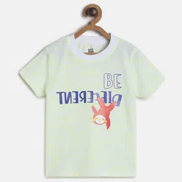 MINI KLUB Boys Yellow  Blue Typography Printed Cotton Pure Cotton T-shirt-image-39