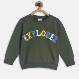 MINI KLUB Boys Green & White Typography Printed Cotton Sweatshirt-image-36