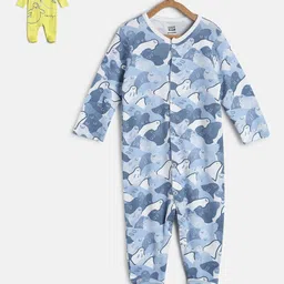 MINI KLUB Infant Boys Set Of 2 Printed Pure Cotton Sleep Suits-picture-14