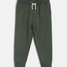 MINI KLUB Infant Boys Olive Green Solid Pure Cotton Joggers-image-79