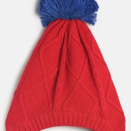 MINI KLUB Boys Red & Blue Self Design Beanie Cap image 3