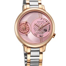 Sonata Women Brass Dial & Straps Analogue Watch 8190KM02-image-57