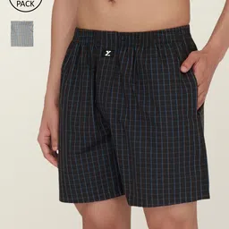 XYXX Men Pack Of 2 Checked Printed Pure Cotton Boxers XYBOX2PCKN240-33