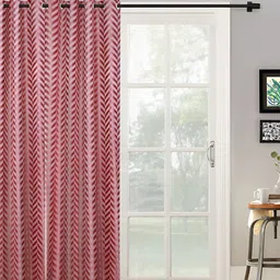 SOKNACK Pink & Peach Geometric Printed Black Out Long Door Curtain-image-76