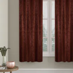 SOKNACK Coffee Brown Textured Black Out Window Curtain-32
