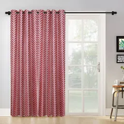 SOKNACK Red & Pink 2 Pieces Abstract Black Out Door Curtains-9