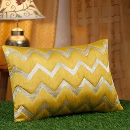 HOSTA HOMES Yellow & Silver-Toned Embellished Rectangle Cushion Covers-image-34