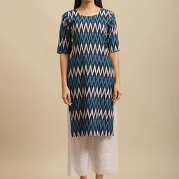KALINI Pack Of 2 Geometric Printed Straight Regular Crepe Kurta-image-60
