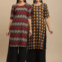 KALINI Women Red & Black Ethnic Motifs Printed Crepe Kurta-image-15