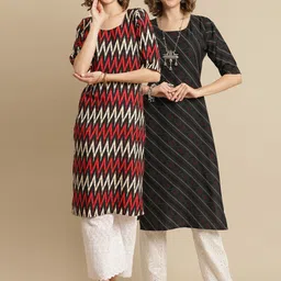 KALINI Pack Of 2 Striped Printed Round Neck Kurtas-picture-21