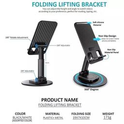 classic-hub Mobile Stand Portable Desktop Phone Stand 360 Rotatable and Foldable Cell Phone Holder for Table & Bed Compatible with All Smartphones(Metal) image 5