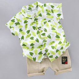 DANGAR Unisex Kids Printed Mandarin Collar Shirt with Shorts-image-99
