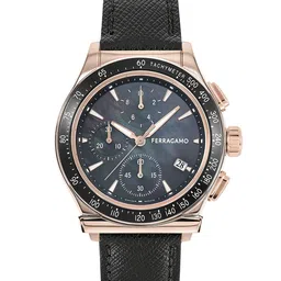 Ferragamo Unisex Brass Dial & Leather Straps Analogue Watch SFKW00123-7