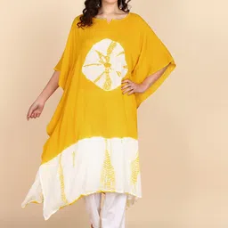 Maaesa Ethnic Motifs Extended Sleeves Thread Work Crepe Kaftan Kurta image 4