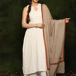Exotic India Sozni Border Pure Pashmina Shawl-image-25