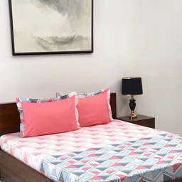 BOMBAY DYEING Minimo Blue Geometric Printed Cotton 180 TC King Bedsheet Set 2.74 x 2.74 m-image-36