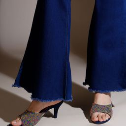 Inc 5 Women Western - Embellished Open toe  Printed Party Kitten Mules Heel-37