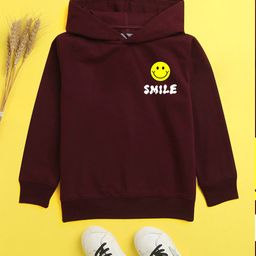 NUSYL Unisex Kids Burgundy Hooded Sweatshirt-image-86