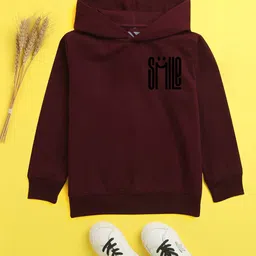 NUSYL Unisex Kids Burgundy Hooded Sweatshirt-image-60