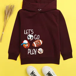 NUSYL Unisex Kids Burgundy Printed Hooded Sweatshirt-image-65