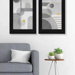 RANDOM Grey & White 2 Pieces Wooden Painting Wall Arts-image-64
