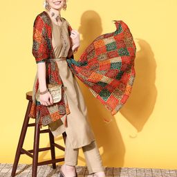 SheWill Women Ethnic Motifs Cotton Blend Hyper Texture Kurta Set-image-41