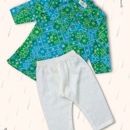 Peekaaboo Kids Boys Bandhani Printed Pure Cotton Straight Kurta with Pyjama-picture-53