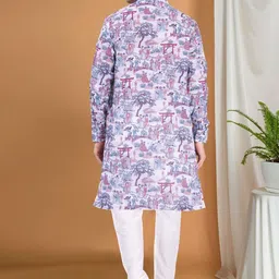 SHIWAM ETHNIX Ethnic Motifs Printed Band Collar Regular Kurta With Pyjama image 5