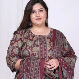 Swasti Floral Printed Regular Sequinned Pure Cotton Kurta with Trousers & Dupatta image 2