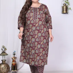 Swasti Floral Printed Regular Sequinned Pure Cotton Kurta with Trousers & Dupatta image 5