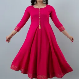 PEARL IND Round Neck Anarkali Kurta-image-96