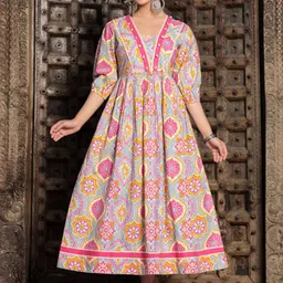 KALINI Women Ethnic Motifs Printed Floral Anarkali Kurta-picture-52