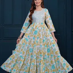 FASHION DEPTH Floral Printed Cotton Anarkali Kurta-image-98