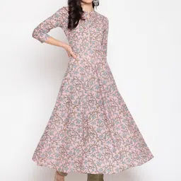 GLAM ROOTS Women Pink Floral Printed Floral Anarkali Kurta-picture-31