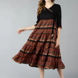 ZNX Clothing Women Black Ethnic Motifs Embellished Anarkali Kurta-48
