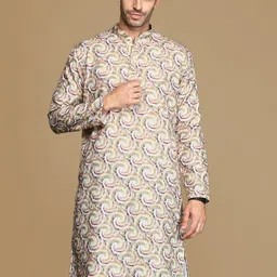 Sanwara Ethnic Motifs Printed Thread Work Mandarin Collar Straight Kurta-picture-0