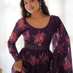 Raiyani Enterprise Floral Printed Round Neck Cotton Blend Anarkali Kurta-image-64