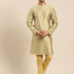 Amodh by Kisah Men Gold-Toned Thread Work Anarkali Kurta-image-30