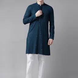 See Designs Embroidered Sequined Mandarin Collar Kurta-image-46