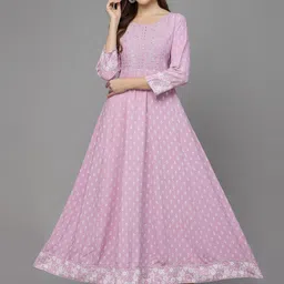 Stylum Ethnic Motifs Printed Fit & Flare Maxi Ethnic Dress-image-13