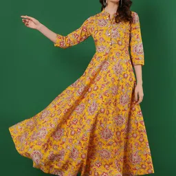 WOMENCLICK Women Floral Printed Mirror Work Floral Anarkali Kurta-picture-33