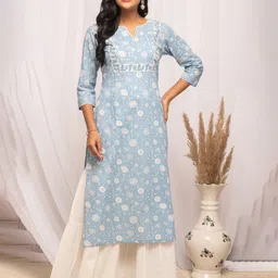FIORRA Floral Printed Pure Cotton Straight Kurta-picture-26