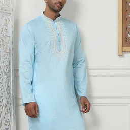Jompers Men Embroidered Thread Work Floral Anarkali Kurta-image-73