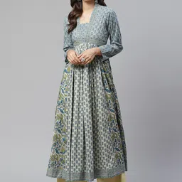 Divena Women Ethnic Motifs Printed Floral Anarkali Pure Cotton Kurta-image-65