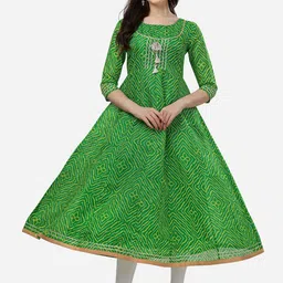 HERE&NOW Bandhani Printed Thread Work Anarkali Kurta-11